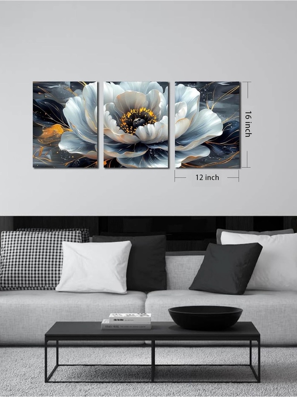 Flower Pictures Wall Art for Living Room - Modern Office Artwork Wall Decor - Picture 6 of 7